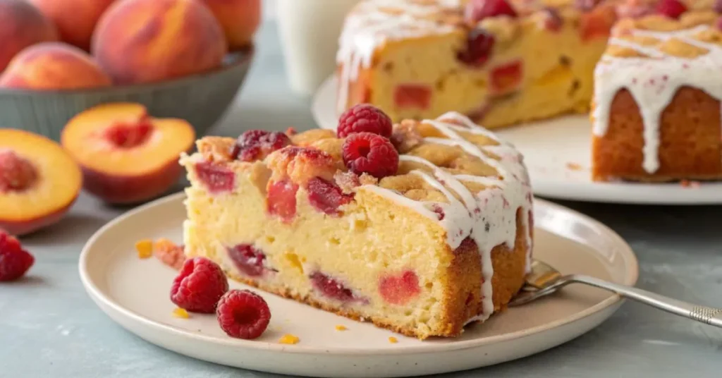Juicy Peach Raspberry Cake